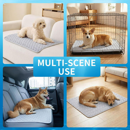 Pet Cooling Mat for Dogs Thick Soft Washable Dog Cooling Mat Indoor Upgrade Waterproof Non-Slip Self Cooling Pad for Dog and Cat (Grey, 19'' X 24'' Small)