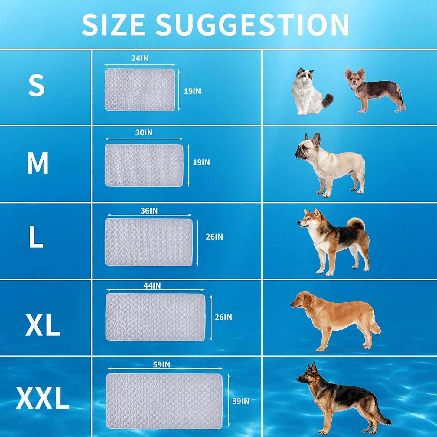 Pet Cooling Mat for Dogs Thick Soft Washable Dog Cooling Mat Indoor Upgrade Waterproof Non-Slip Self Cooling Pad for Dog and Cat (Grey, 19'' X 24'' Small)