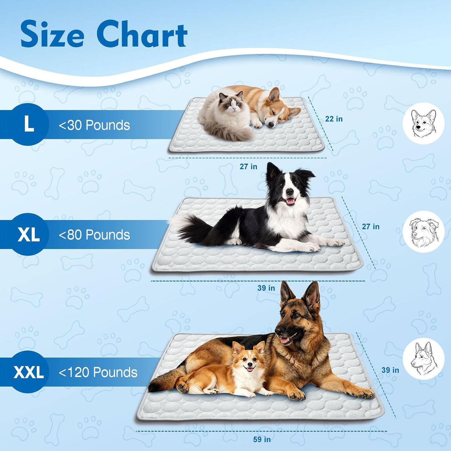 Dog Cooling Mat,Upgraded Arc-Chill Non-Slip Washable Cool Pad | Cooling Mat for Dogs Q-Max 0.4 Breathable Washable,Foldable,Suit for Indoor Outdoor Summer Use for Cats Dogs