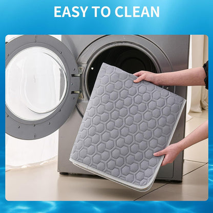 Pet Cooling Mat for Dogs Thick Soft Washable Dog Cooling Mat Indoor Upgrade Waterproof Non-Slip Self Cooling Pad for Dog and Cat (Grey, 19'' X 24'' Small)