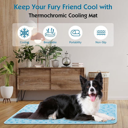 Cooling Mat for Dogs, Q-Max 0.5 Dog Cooling Pad | Lightweight Portable, Non-Toxic Washable, Ideal for Pet Bed, Crate & Car to Relieve Summer Heat